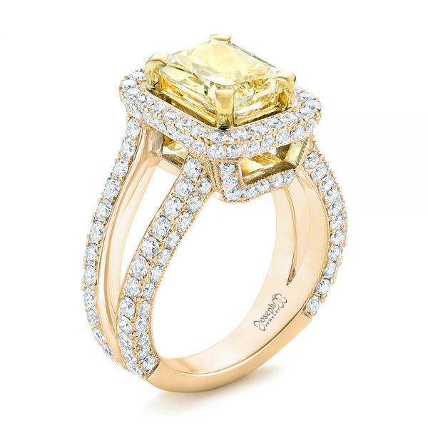 18k Yellow Gold And 14K Gold 18k Yellow Gold And 14K Gold Custom Two-tone Yellow And White Diamond Engagement Ring - Three-Quarter View - 102794