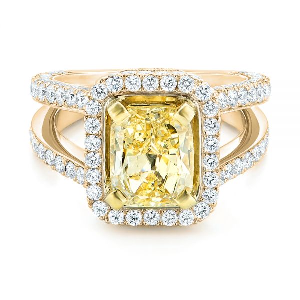 18k Yellow Gold And 14K Gold 18k Yellow Gold And 14K Gold Custom Two-tone Yellow And White Diamond Engagement Ring - Flat View - 102794