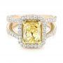 14k Yellow Gold And Platinum 14k Yellow Gold And Platinum Custom Two-tone Yellow And White Diamond Engagement Ring - Flat View -  102794 - Thumbnail