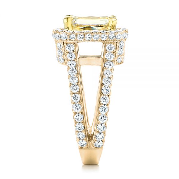 18k Yellow Gold And 14K Gold 18k Yellow Gold And 14K Gold Custom Two-tone Yellow And White Diamond Engagement Ring - Side View - 102794