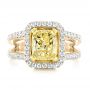 14k Yellow Gold And 18K Gold 14k Yellow Gold And 18K Gold Custom Two-tone Yellow And White Diamond Engagement Ring - Top View -  102794 - Thumbnail