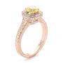 14k Rose Gold And 14K Gold 14k Rose Gold And 14K Gold Custom Two-tone Yellow And White Diamond Halo Engagement Ring - Three-Quarter View -  103270 - Thumbnail