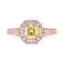 14k Rose Gold And 18K Gold 14k Rose Gold And 18K Gold Custom Two-tone Yellow And White Diamond Halo Engagement Ring - Top View -  103270 - Thumbnail