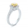  Platinum And 18K Gold Custom Two-tone Yellow And White Diamond Halo Engagement Ring - Three-Quarter View -  103270 - Thumbnail
