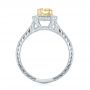  Platinum And 18K Gold Custom Two-tone Yellow And White Diamond Halo Engagement Ring - Front View -  103270 - Thumbnail
