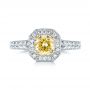 18k White Gold And 18K Gold 18k White Gold And 18K Gold Custom Two-tone Yellow And White Diamond Halo Engagement Ring - Top View -  103270 - Thumbnail