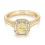 18k Yellow Gold And 14K Gold 18k Yellow Gold And 14K Gold Custom Two-tone Yellow And White Diamond Halo Engagement Ring - Flat View -  103270 - Thumbnail