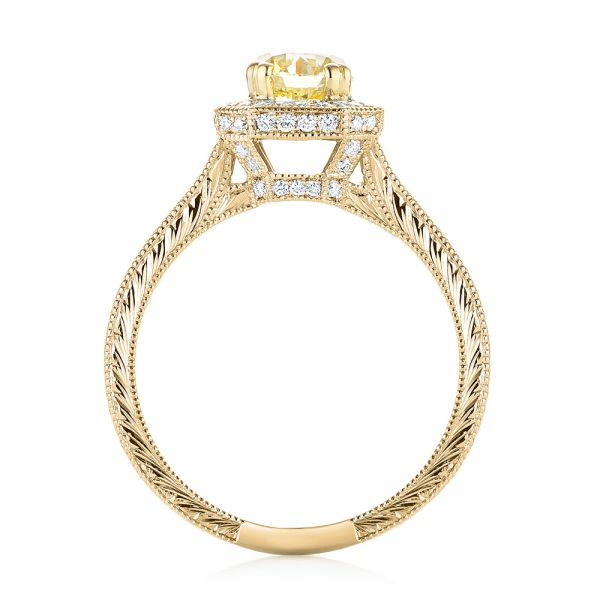 18k Yellow Gold And 18K Gold 18k Yellow Gold And 18K Gold Custom Two-tone Yellow And White Diamond Halo Engagement Ring - Front View - 103270