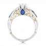  18K Gold Two-tone And Blue Sapphire And Diamond Engagement Ring - Front View -  102111 - Thumbnail