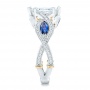  18K Gold Two-tone And Blue Sapphire And Diamond Engagement Ring - Side View -  102111 - Thumbnail