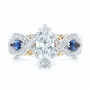  18K Gold Two-tone And Blue Sapphire And Diamond Engagement Ring - Top View -  102111 - Thumbnail