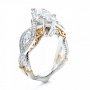  Platinum And 18K Gold Custom Two-tone And Marquise Diamond Engagement Ring - Three-Quarter View -  100620 - Thumbnail