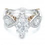  Platinum And 18K Gold Custom Two-tone And Marquise Diamond Engagement Ring - Flat View -  100620 - Thumbnail