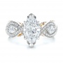 Platinum And 18K Gold Custom Two-tone And Marquise Diamond Engagement Ring - Top View -  100620 - Thumbnail