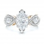  Platinum And 18K Gold Custom Two-tone And Marquise Diamond Engagement Ring - Top View -  100620 - Thumbnail