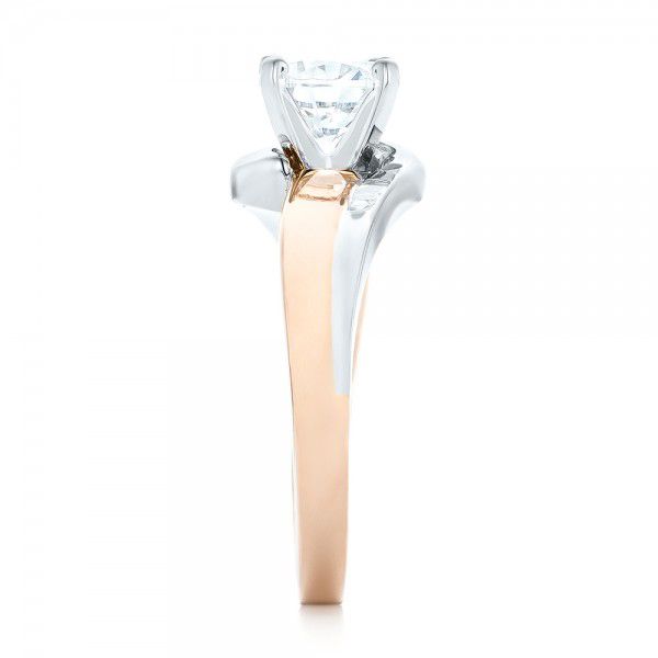 14k Rose Gold And Platinum 14k Rose Gold And Platinum Custom Two-tone Wrap Diamond Engagement Ring - Side View -  102588