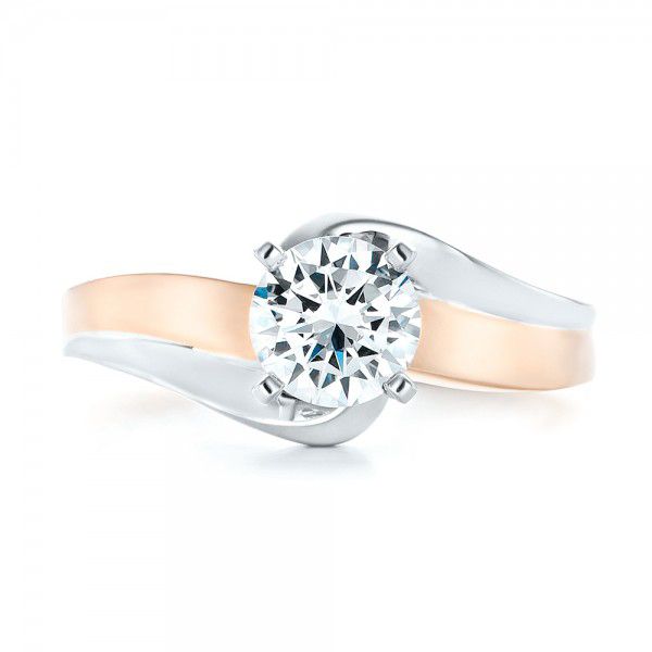 14k Rose Gold And Platinum 14k Rose Gold And Platinum Custom Two-tone Wrap Diamond Engagement Ring - Top View -  102588