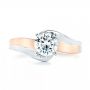 14k Rose Gold And 14K Gold Custom Two-tone Wrap Diamond Engagement Ring - Top View -  102588 - Thumbnail