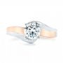 14k Rose Gold And 18K Gold 14k Rose Gold And 18K Gold Custom Two-tone Wrap Diamond Engagement Ring - Top View -  102588 - Thumbnail