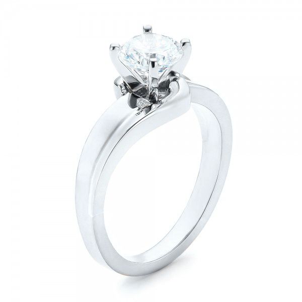 18k White Gold And Platinum 18k White Gold And Platinum Custom Two-tone Wrap Diamond Engagement Ring - Three-Quarter View -  102588