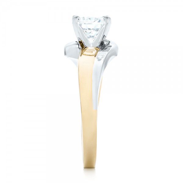 18k Yellow Gold And Platinum 18k Yellow Gold And Platinum Custom Two-tone Wrap Diamond Engagement Ring - Side View -  102588