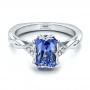  14K Gold 14K Gold Custom Unique Setting Blue Sapphire Engagement Ring - Flat View -  100793 - Thumbnail
