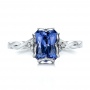  18K Gold 18K Gold Custom Unique Setting Blue Sapphire Engagement Ring - Top View -  100793 - Thumbnail