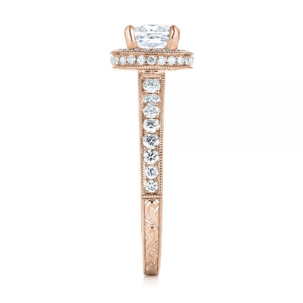 14k Rose Gold 14k Rose Gold Custom Unplated Diamond Halo Engagement Ring - Side View -  103408