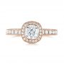 14k Rose Gold 14k Rose Gold Custom Unplated Diamond Halo Engagement Ring - Top View -  103408 - Thumbnail