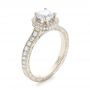 14k White Gold Custom Unplated Diamond Halo Engagement Ring - Three-Quarter View -  103408 - Thumbnail