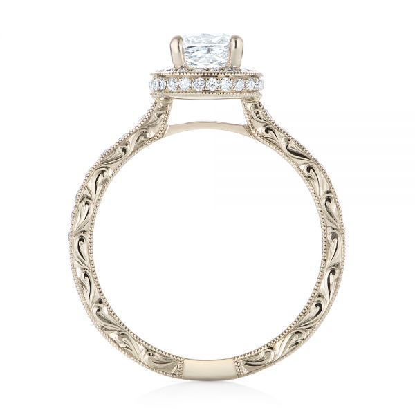 14k White Gold Custom Unplated Diamond Halo Engagement Ring - Front View - 103408