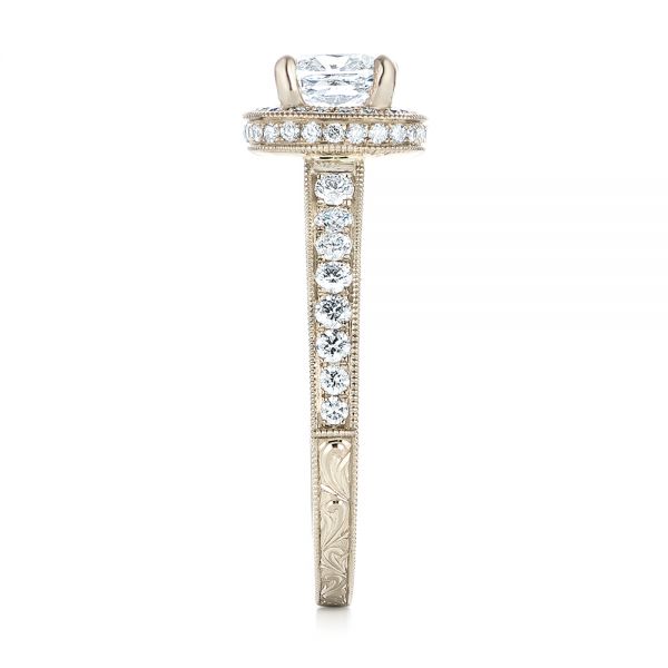 14k White Gold Custom Unplated Diamond Halo Engagement Ring - Side View - 103408