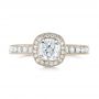 14k White Gold Custom Unplated Diamond Halo Engagement Ring - Top View -  103408 - Thumbnail