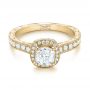 18k Yellow Gold 18k Yellow Gold Custom Unplated Diamond Halo Engagement Ring - Flat View -  103408 - Thumbnail