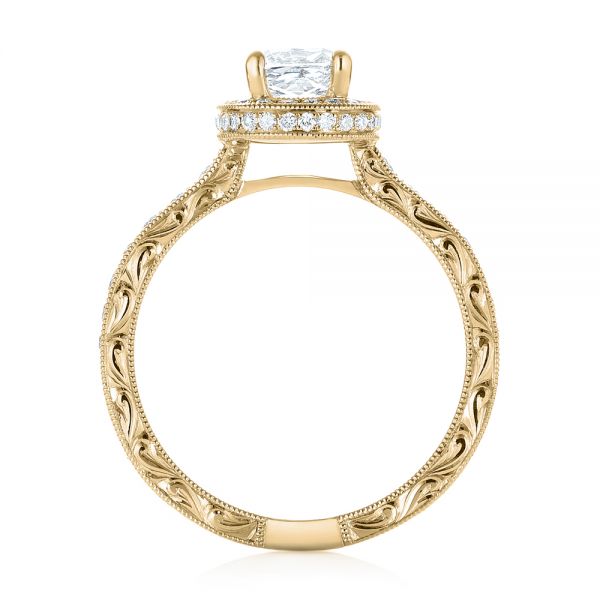 18k Yellow Gold 18k Yellow Gold Custom Unplated Diamond Halo Engagement Ring - Front View -  103408