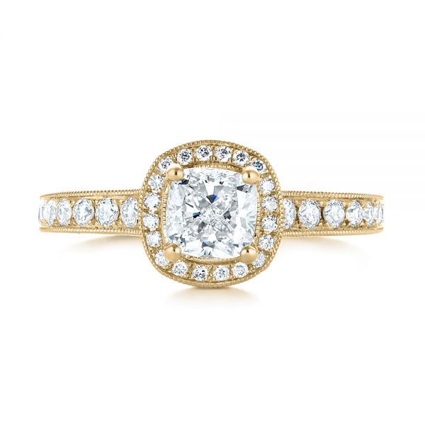 14k Yellow Gold 14k Yellow Gold Custom Unplated Diamond Halo Engagement Ring - Top View -  103408