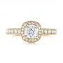14k Yellow Gold 14k Yellow Gold Custom Unplated Diamond Halo Engagement Ring - Top View -  103408 - Thumbnail