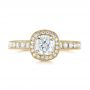 18k Yellow Gold 18k Yellow Gold Custom Unplated Diamond Halo Engagement Ring - Top View -  103408 - Thumbnail