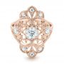 14k Rose Gold 14k Rose Gold Custom Vintage Diamond Engagement Ring - Flat View -  102810 - Thumbnail