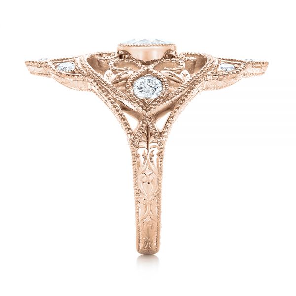 18k Rose Gold 18k Rose Gold Custom Vintage Diamond Engagement Ring - Side View -  102810