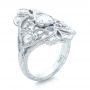 14k White Gold 14k White Gold Custom Vintage Diamond Engagement Ring - Three-Quarter View -  102810 - Thumbnail