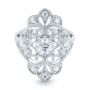  Platinum Custom Vintage Diamond Engagement Ring - Flat View -  102810 - Thumbnail