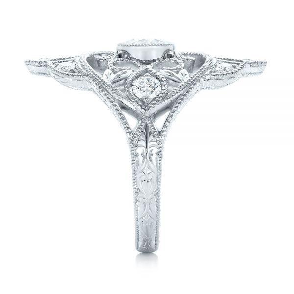  Platinum Custom Vintage Diamond Engagement Ring - Side View -  102810