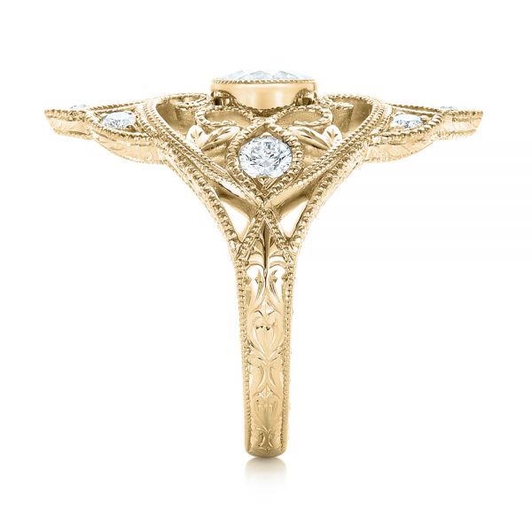 14k Yellow Gold 14k Yellow Gold Custom Vintage Diamond Engagement Ring - Side View - 102810