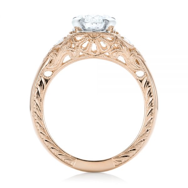 18k Rose Gold And Platinum 18k Rose Gold And Platinum Custom Vintage Diamond Engagement Ring - Front View -  102797