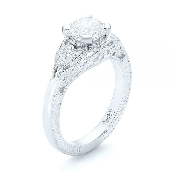 18K White Gold Vintage European Cut Diamond Engagement Ring | Gage Diamonds