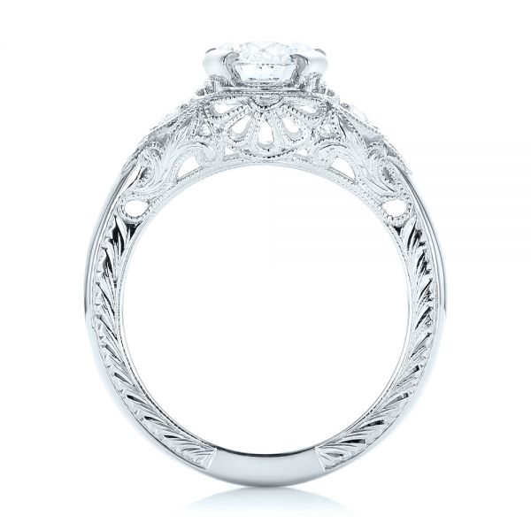 18k White Gold And Platinum 18k White Gold And Platinum Custom Vintage Diamond Engagement Ring - Front View -  102797