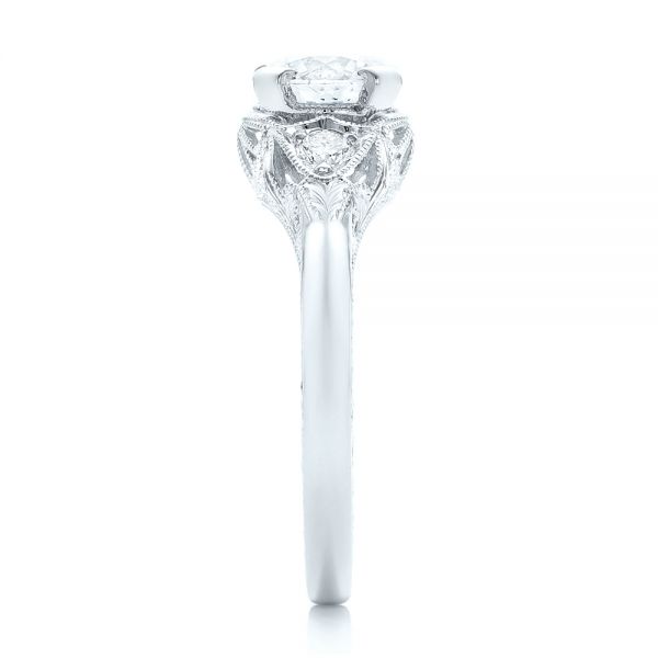 18k White Gold And Platinum 18k White Gold And Platinum Custom Vintage Diamond Engagement Ring - Side View -  102797