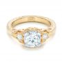 18k Yellow Gold And 18K Gold Custom Vintage Diamond Engagement Ring - Flat View -  102797 - Thumbnail