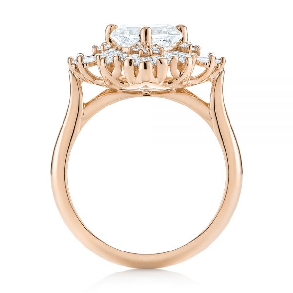 18k Rose Gold 18k Rose Gold Custom Vintage Style Asscher Diamond Engagement Ring - Front View -  104398